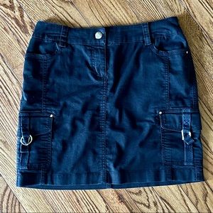White House Black Market Black Cargo Mini Skirt - size 0; length is 16”.